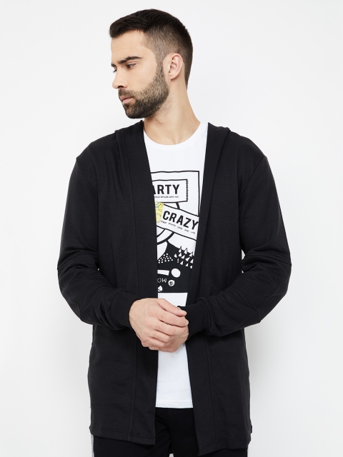 

Forca by Lifestyle Men Black Solid Hooded Front-Open Sweatshirt