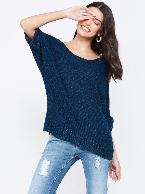 

CODE by Lifestyle Women Teal Self Design Sweater
