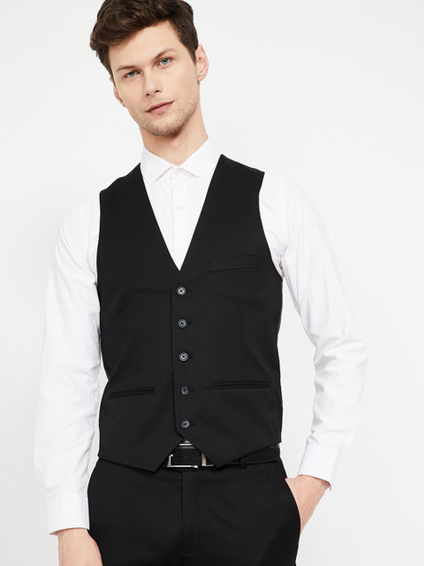 

CODE by Lifestyle Men Black Solid Slim-Fit Waistcoat