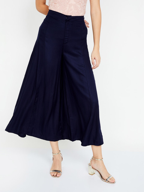 

CODE by Lifestyle Women Navy Blue Solid Flared Palazzos