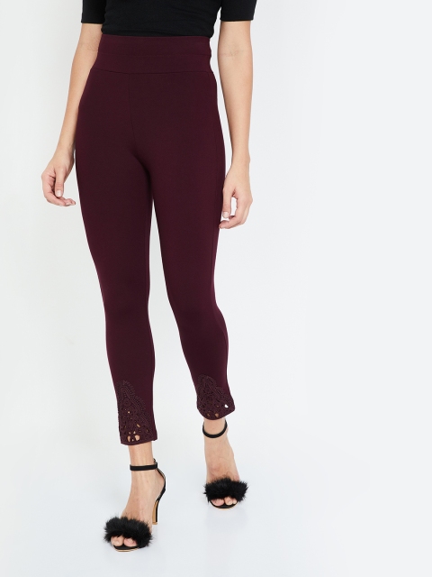 

CODE by Lifestyle Women Maroon Solid Jeggings, Burgundy