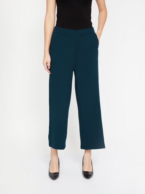 

CODE by Lifestyle Women Teal Regular Fit Solid Cropped Parallel Trousers