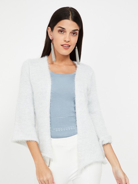 

CODE by Lifestyle Women White Solid Sweater Shrug