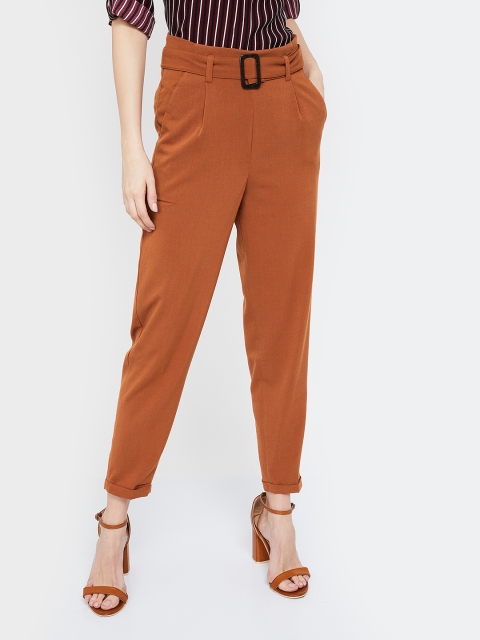 

CODE by Lifestyle Women Tan Brown Regular Fit Solid Peg Trousers