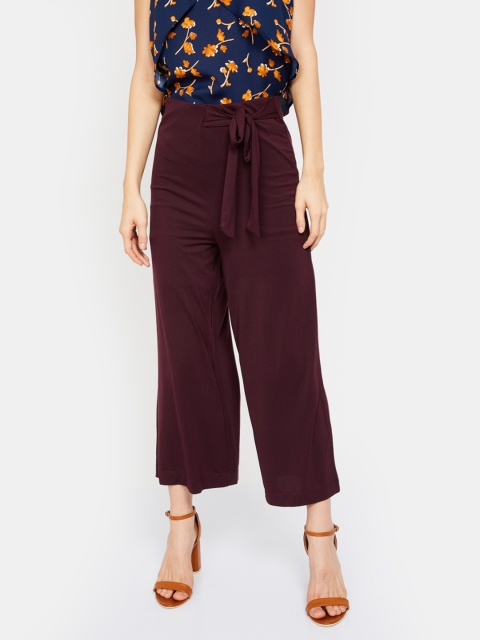 

CODE by Lifestyle Women Burgundy Regular Fit Solid Regular Trousers
