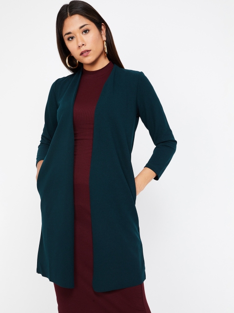 

CODE by Lifestyle Women Green Solid Open Front Shrug