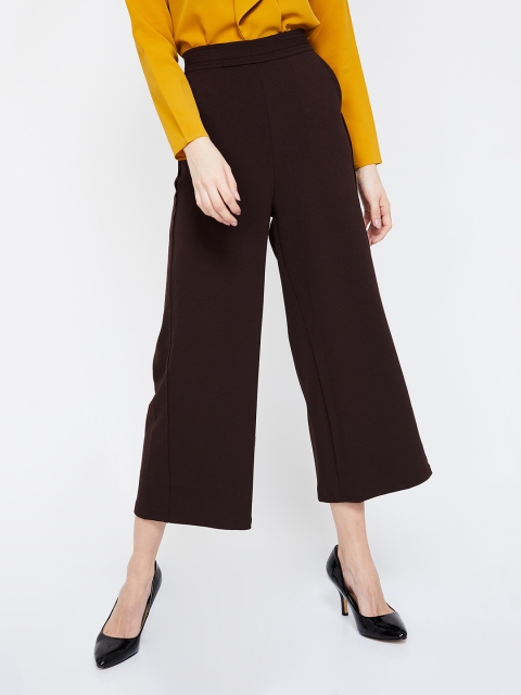 

CODE by Lifestyle Women Brown Regular Fit Solid Cropped Parallel Trousers