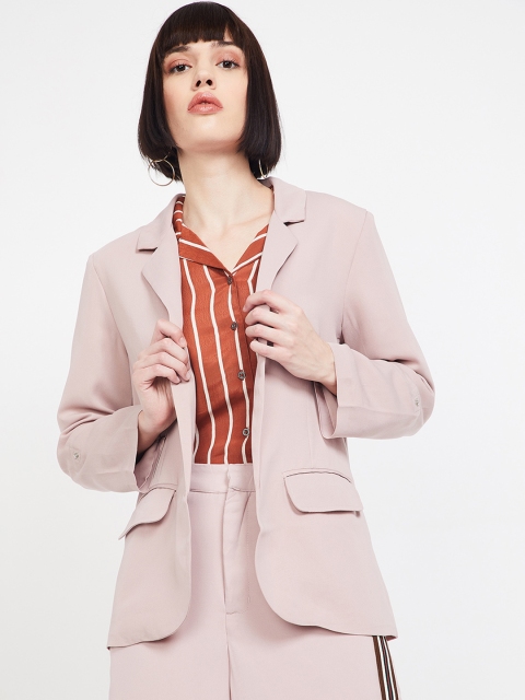 

CODE by Lifestyle Beige Solid Regular Fit Open Front Casual Blazer
