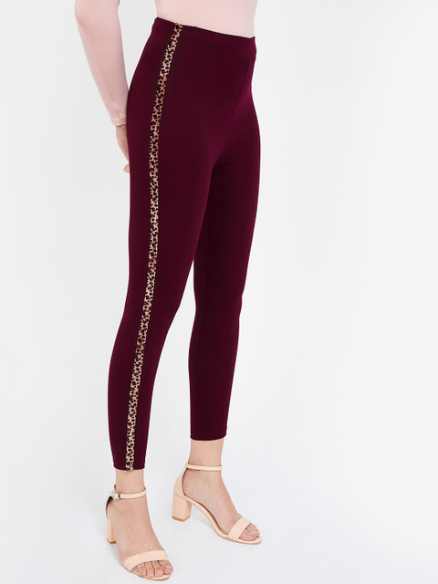 

CODE by Lifestyle Women Burgundy Regular Fit Solid Regular Trousers