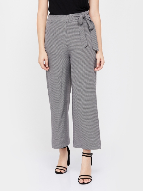 

CODE by Lifestyle Women Black & White Regular Fit Self Design Anti Fit Trousers