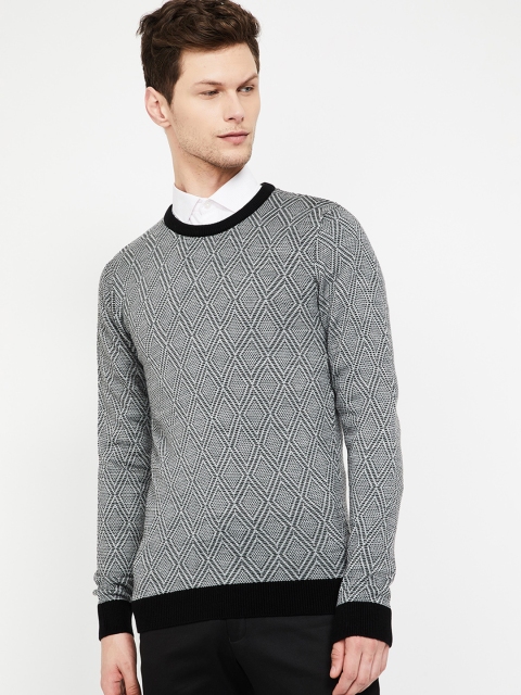 

CODE by Lifestyle Men Black & White Self Design Sweater