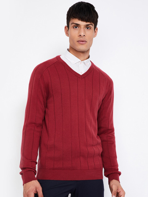 

CODE by Lifestyle Men Burgundy Self Design Sweater