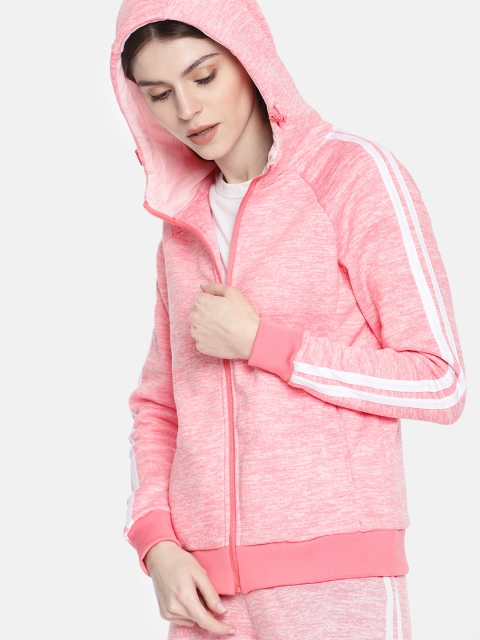 

HERE&NOW Women Pink Solid Hooded Sweatshirt