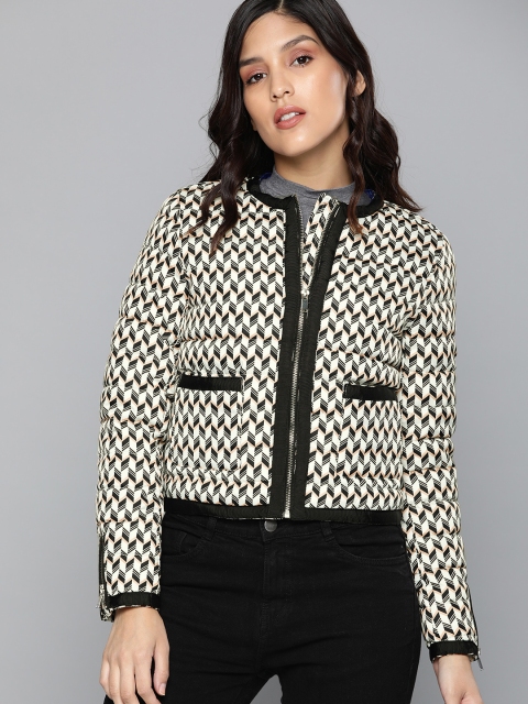 

HERE&NOW Women White Printed Lightweight Puffer Jacket