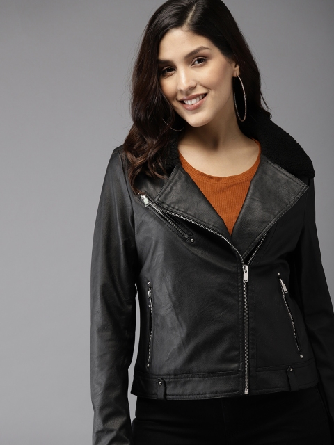 

HERE&NOW Women Black Solid Jacket