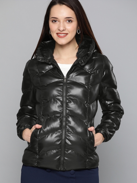 

HERE&NOW Women Black Solid Puffer Jacket