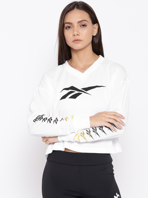 

Reebok Classic Women Off-White Printed Vector Cropped T-shirt