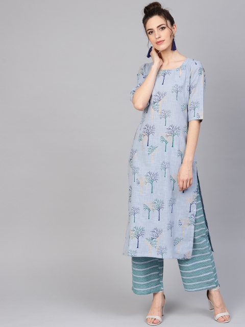 

GERUA Women Blue & Green Printed Kurta with Palazzos