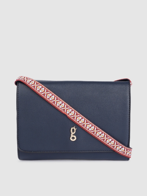 

Global Desi Navy Blue Solid Sling Bag