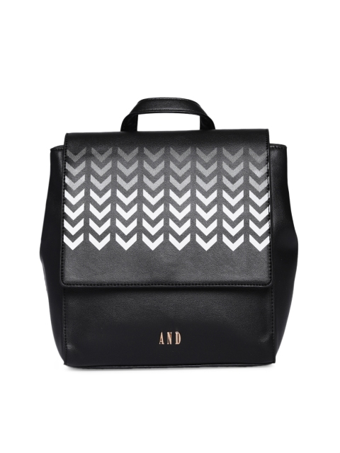 

AND Women Black & White Printed Backpack