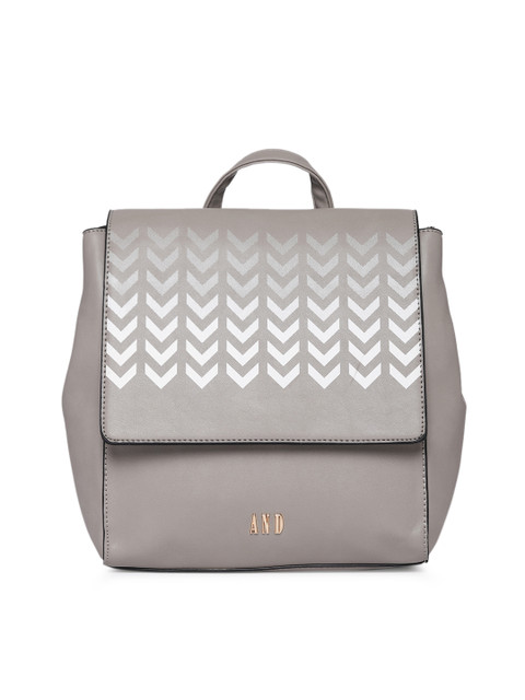 

AND Women Grey & White Graphic Backpack