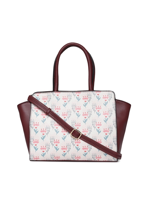 

Global Desi Burgundy & Cream-Coloured Printed Handheld Bag