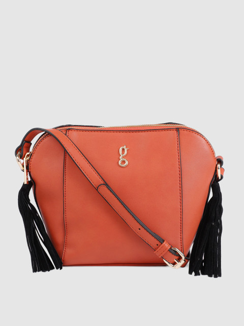 

Global Desi Orange Solid Sling Bag