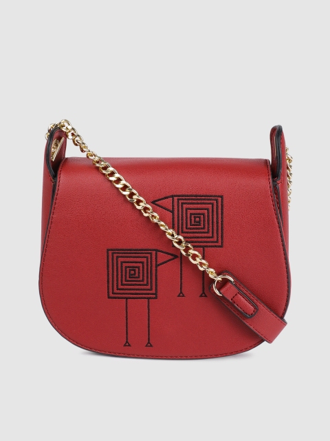 

Global Desi Red Self Design Sling Bag