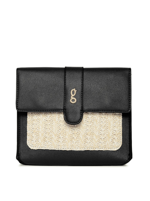 

Global Desi Beige & Black Colourblocked Embellished Clutch