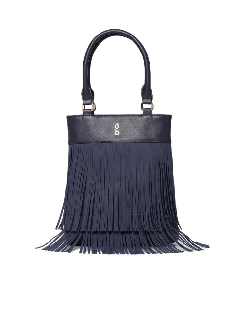

Global Desi Navy Blue Tasselled Handheld Bag