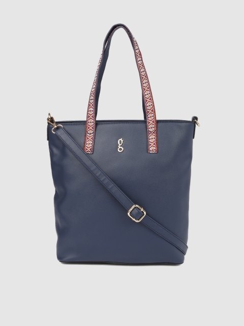 

Global Desi Navy Blue Solid Handheld Bag