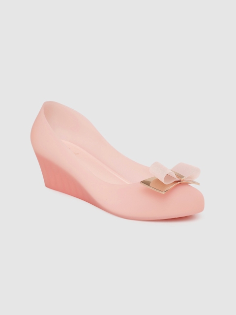 

Tresmode Women Pink Solid Wedge Pumps