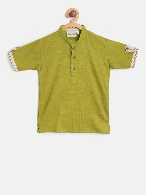 

BownBee Boys Olive Green Solid Straight Kurta
