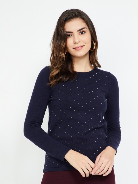 

CODE by Lifestyle Women Navy Blue Embellished Sweatshirt