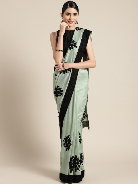 

MANOHARI Sea Green & Black Embroidered Saree