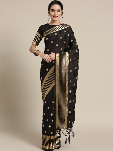 

MANOHARI Black & Golden Embroidered Saree