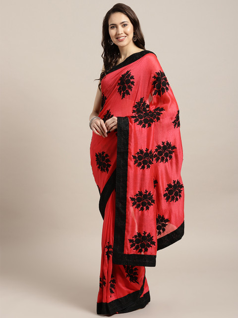 

MANOHARI Red & Black Embroidered Saree