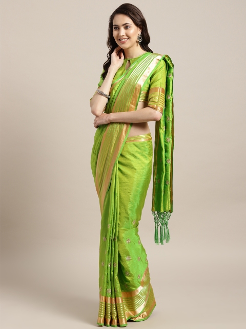 

MANOHARI Green & Golden Embroidered Saree