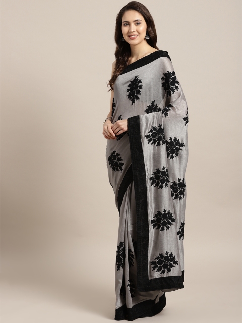 

MANOHARI Grey & Black Embroidered Saree