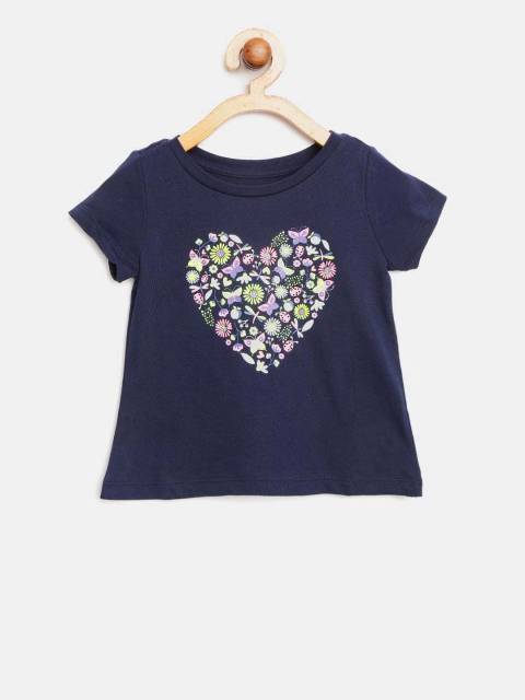 

GAP Girls Navy Blue Printed Round Neck T-shirt
