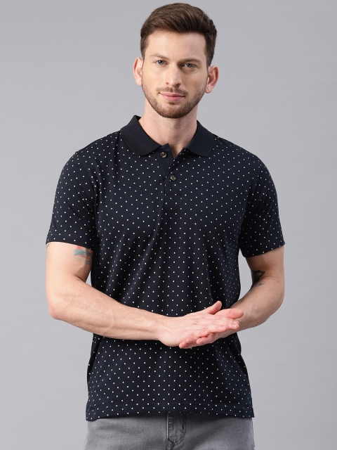 

Kryptic Men Navy Printed Polo Collar T-shirt, Navy blue