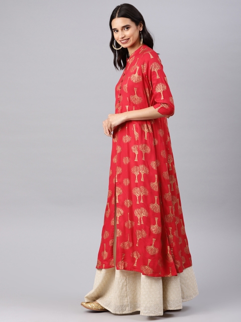 

Alena Women Red Printed A-Line Kurta