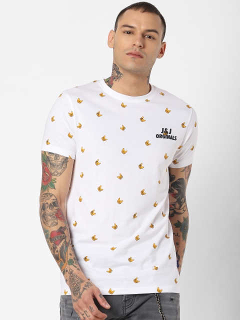 

Jack & Jones Men White Printed Round Neck T-shirt