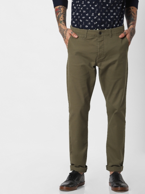 

Jack & Jones Men Olive Green Marco Slim Fit Solid Chinos