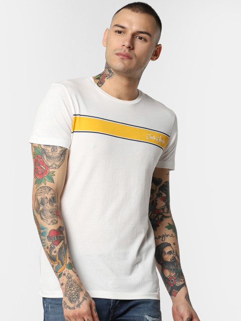 

Jack & Jones Men White Solid Slim Fit Round Neck T-shirt