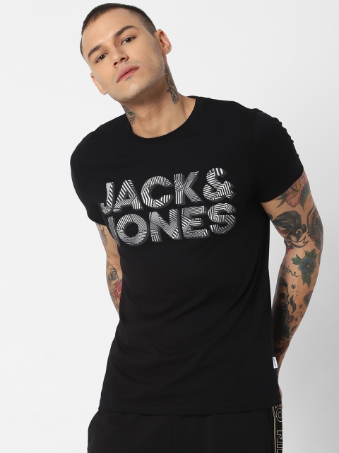 

Jack & Jones Men Black Printed Round Neck T-shirt