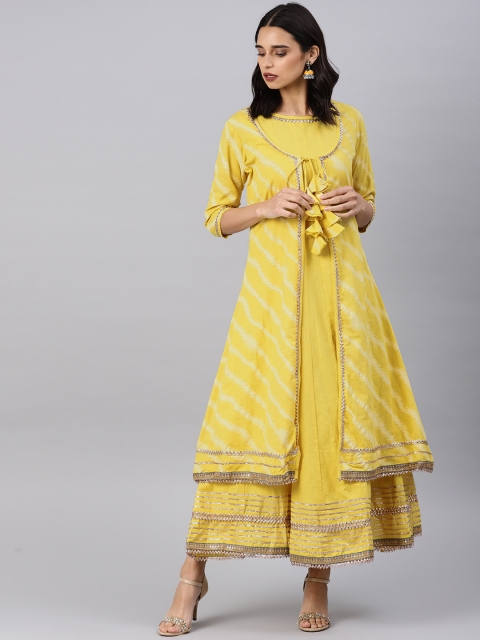 

Alena Women Yellow Embellished Layered Maxi Dress