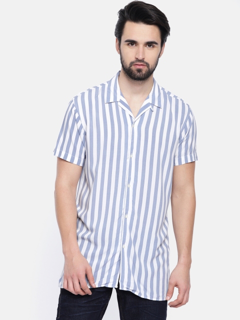 

Jack & Jones Men Blue & White Regular Fit Striped Casual Shirt