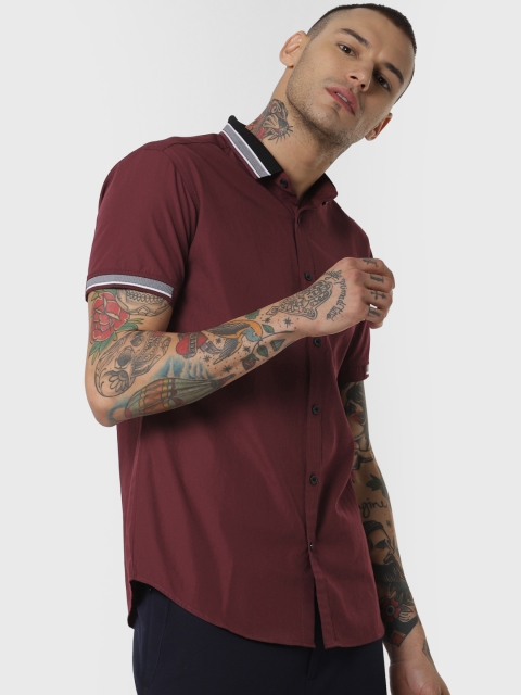 

Jack & Jones Men Maroon Slim Fit Solid Casual Shirt