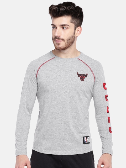 

NBA Men Grey Melange Solid Round Neck Chicago Bull T-shirt